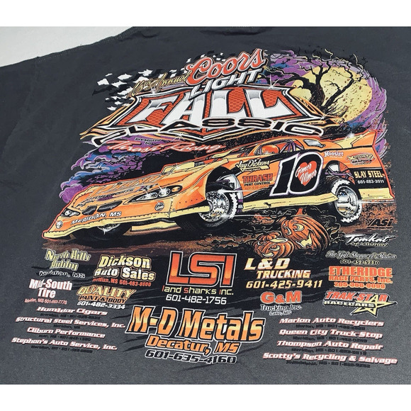 XL Coors Light Dirt Track Racing T-shirt Thrash Racing Gray Mens Recent Winners - Picture 15 of 15